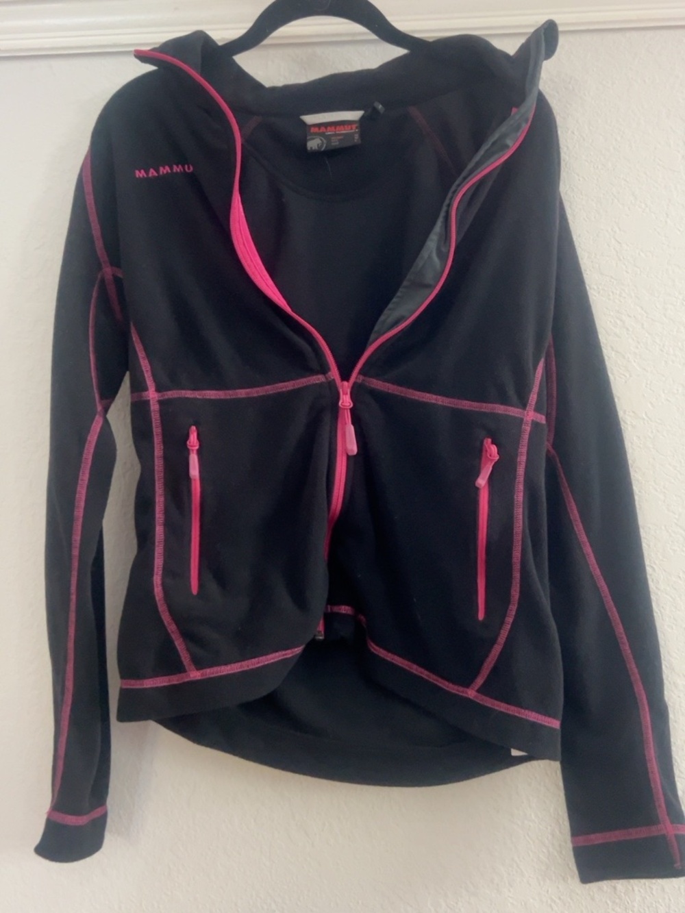 Mammut Women’s Medium Black Pink Full Zip Hooded Fleece Jacket